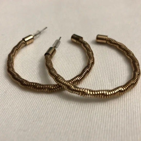 Wrapped Accent Hoop Earrings Gold Tone - Picture 3 of 6